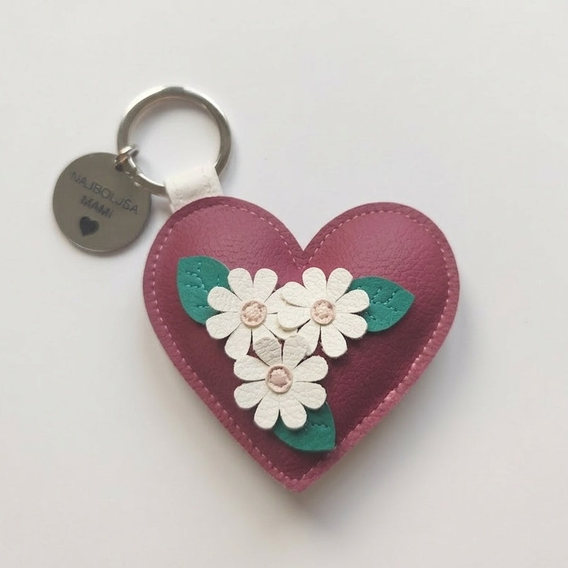 Obesek srček z rožicami