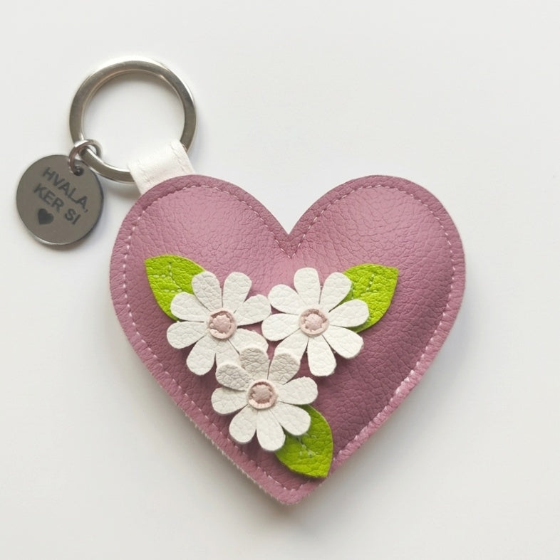 Obesek srček z rožicami